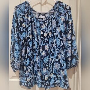 Croft & Barrow Blue Floral Blouse